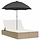 Doppelliege mit Sonnendach Poly-Rattan beige - 35% Rabatt