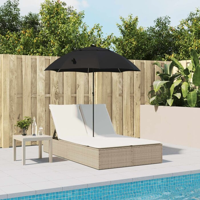 Doppelliege mit Sonnendach Poly-Rattan beige - 35% Rabatt