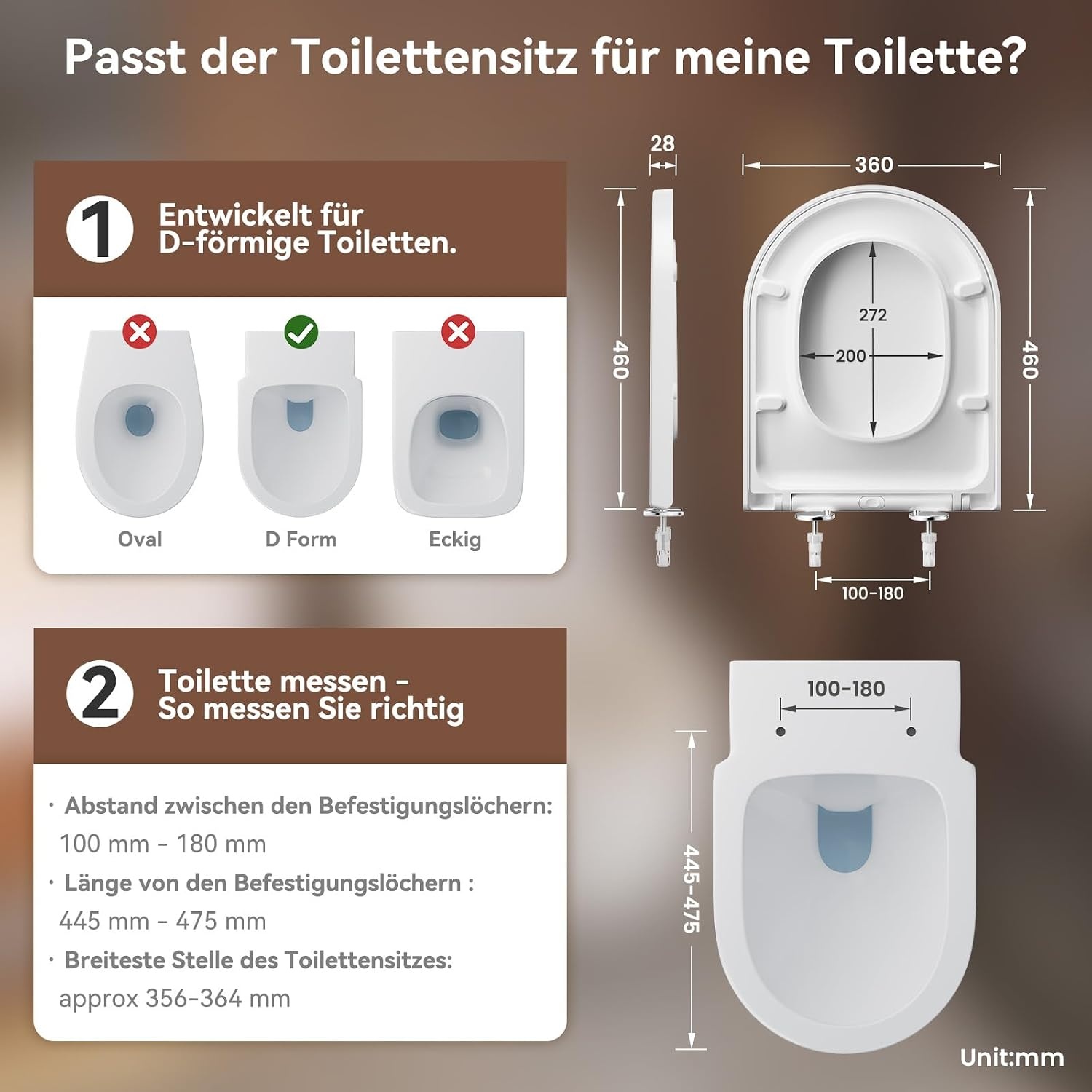WC-Sitz D-Form Duroplast, Weiß, Absenkautomatik - 33% Rabatt
