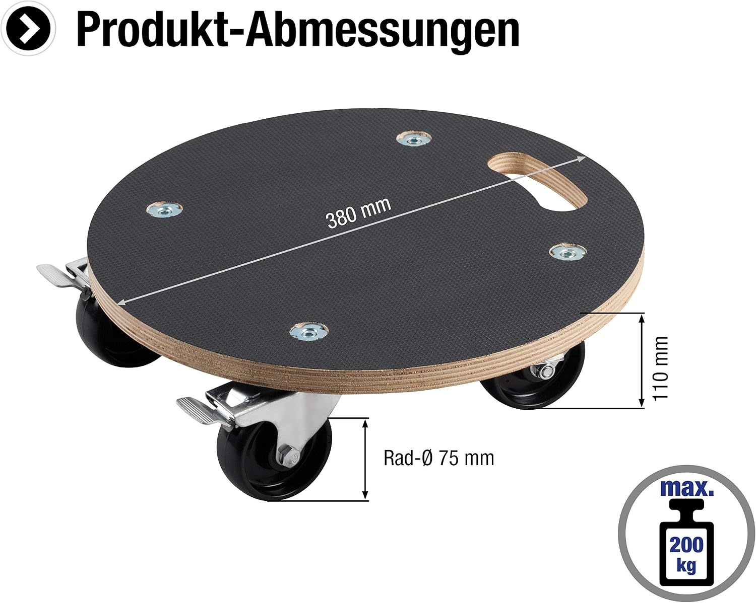 Robuster Pflanzenroller Ø 380 mm, 200 kg Tragkraft - 31% Rabatt