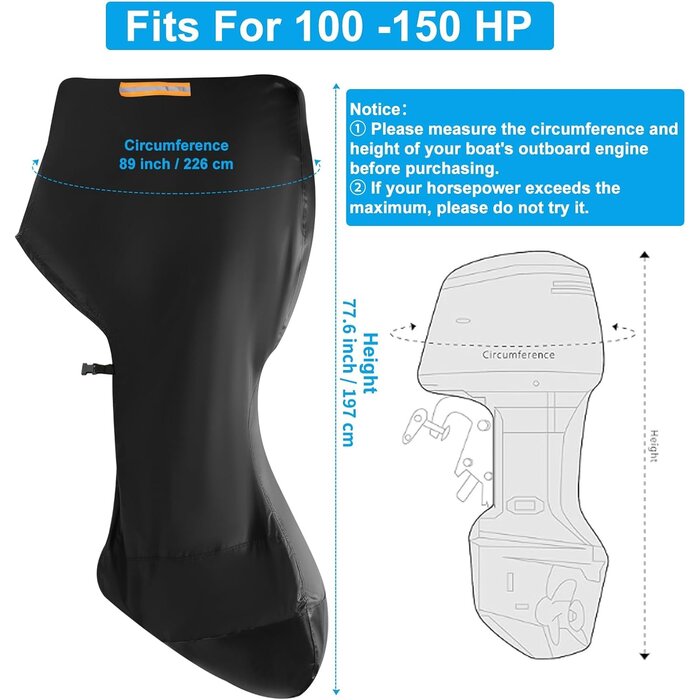 Außenbordmotor-Abdeckung 100-150 PS, 226x197 cm - 32% Rabatt