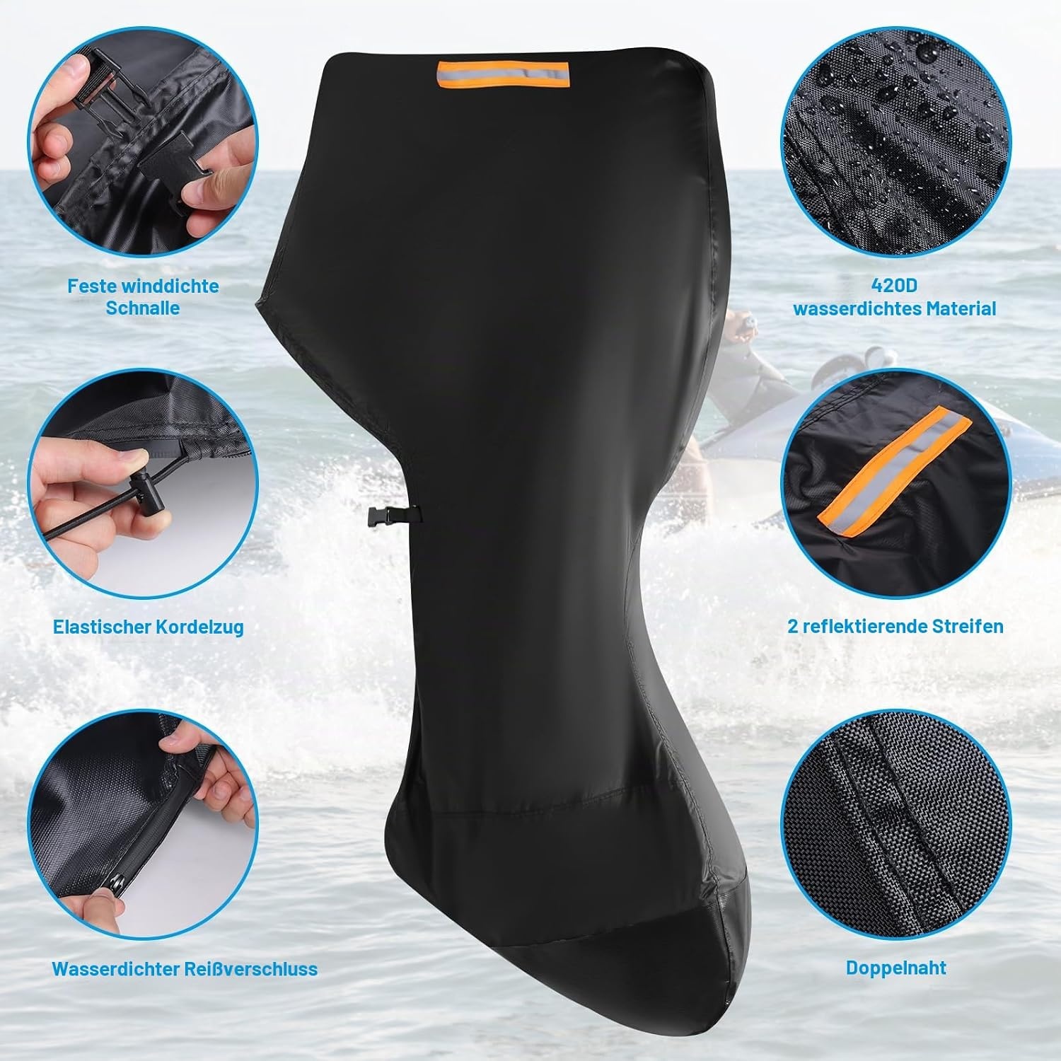 Außenbordmotor-Abdeckung 100-150 PS, 226x197 cm - 32% Rabatt