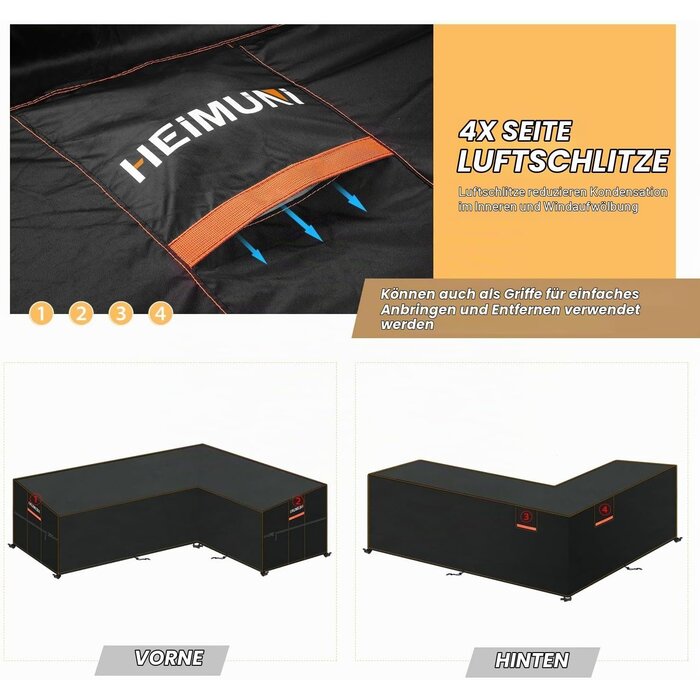 L-Form Abdeckhaube für Loungegruppen 286x222cm, schwarz - 33% Rabatt