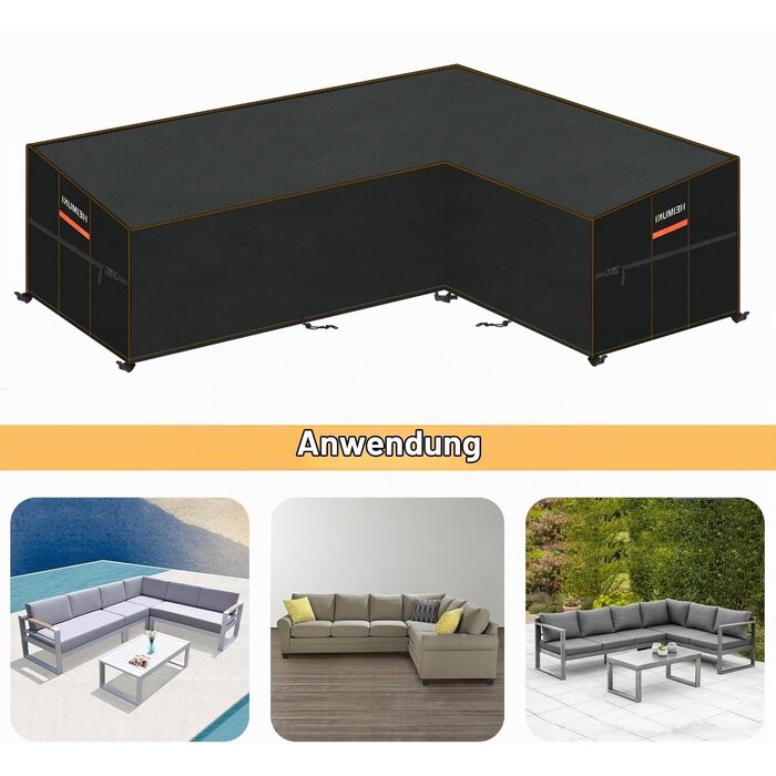 L-Form Abdeckhaube für Loungegruppen 286x222cm, schwarz - 33% Rabatt
