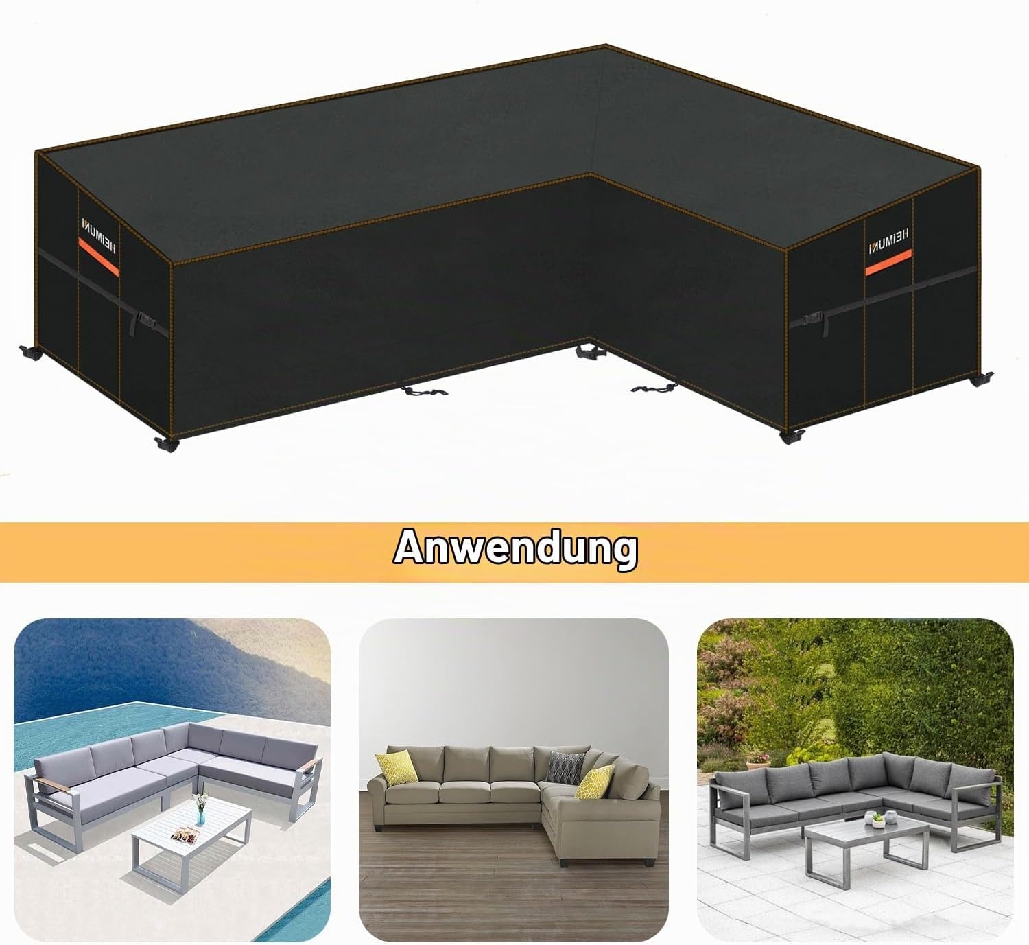 L-Form Abdeckhaube für Loungegruppen 286x222cm, schwarz - 33% Rabatt