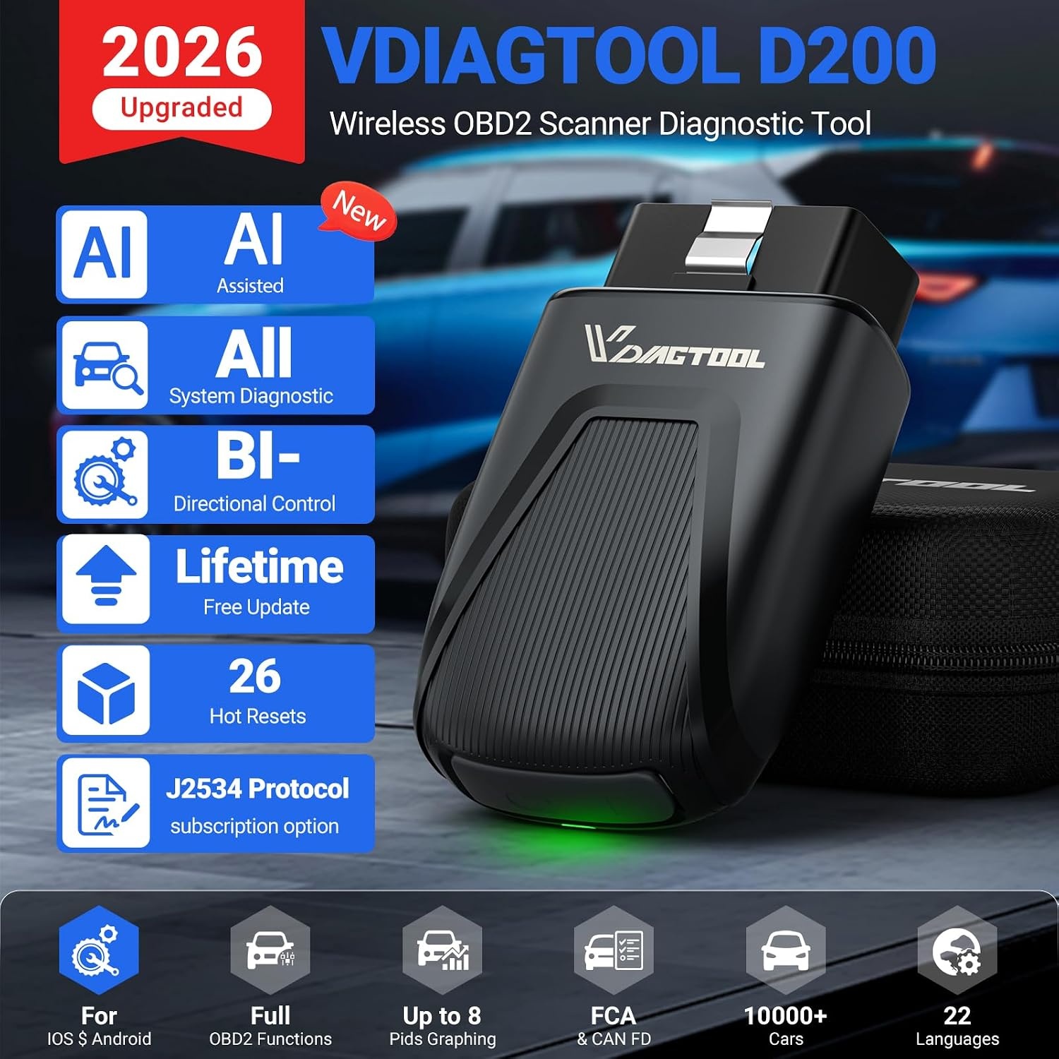 OBD2 Diagnosegerät D200 Bluetooth - 34% Rabatt auf alle Systeme & Funktionen