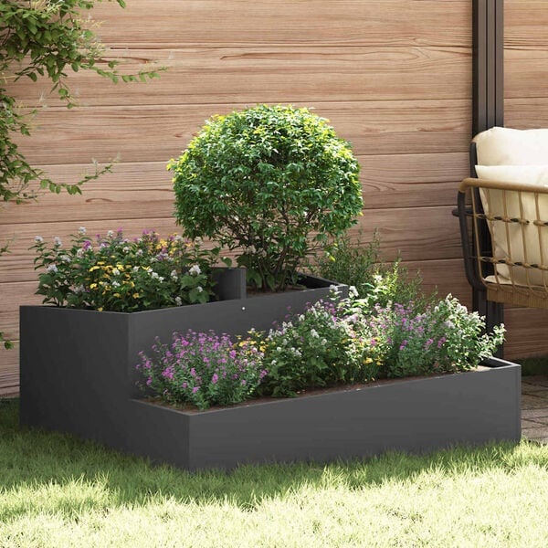 Großer Pflanzkübel 100x100x50 cm, Schwarz, Kaltgewalzter Stahl - 34% Rabatt