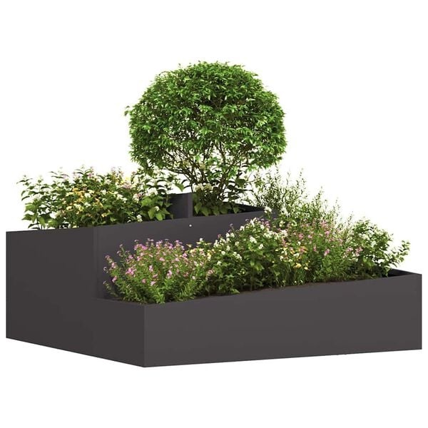 Großer Pflanzkübel 100x100x50 cm, Schwarz, Kaltgewalzter Stahl - 34% Rabatt
