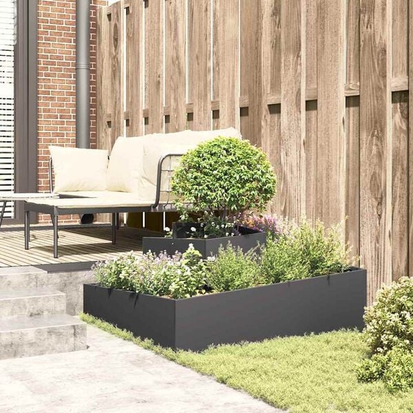 Großer Pflanzkübel 100x100x50 cm, Schwarz, Kaltgewalzter Stahl - 34% Rabatt