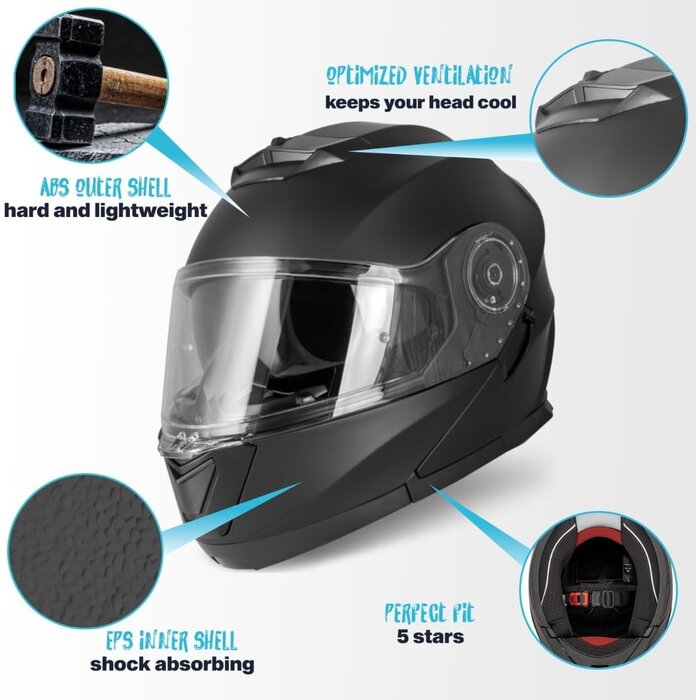Klapphelm Mattschwarz Größe L 59/60 - 34% Rabatt