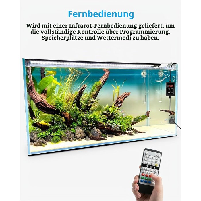 Aquarium LED-Leuchte 60-70 cm, 21W mit Fernbedienung - 33% Rabatt
