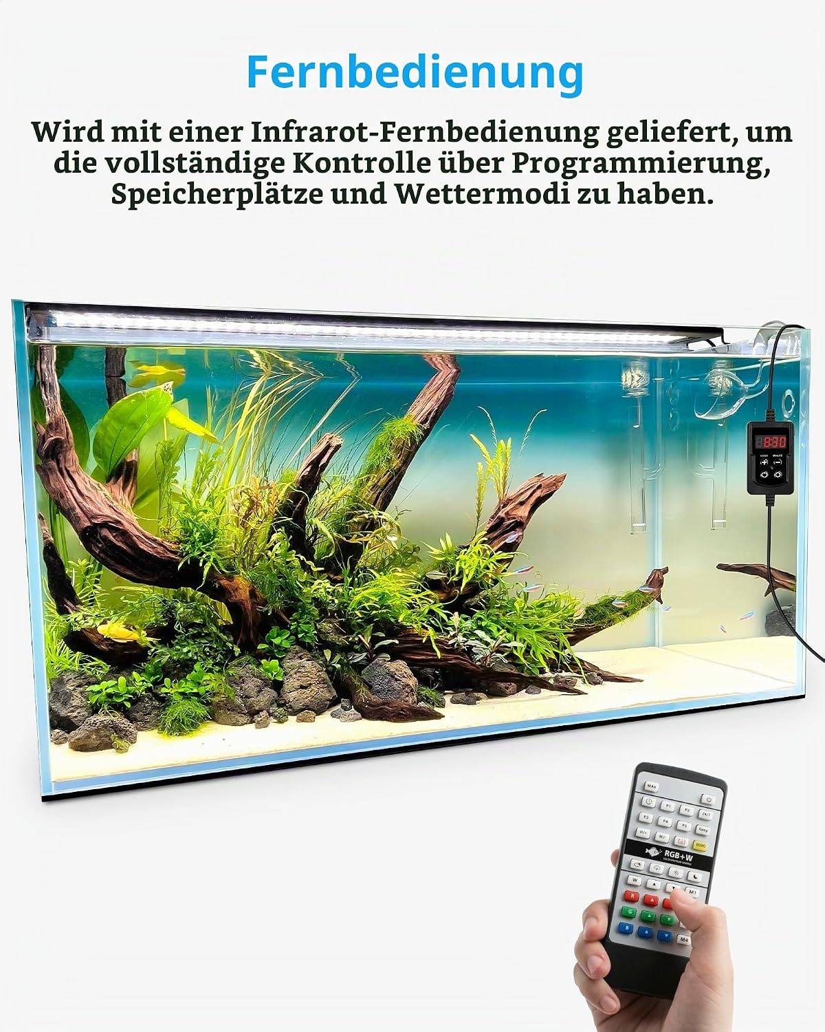 Aquarium LED-Leuchte 60-70 cm, 21W mit Fernbedienung - 33% Rabatt