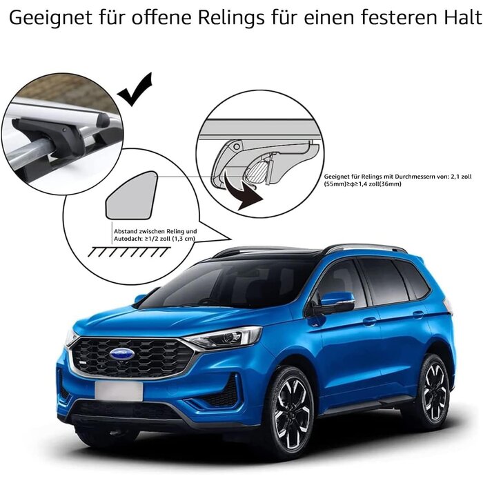 Dachträger 142 cm für offene Dachreling - 33% Rabatt - Aluminium