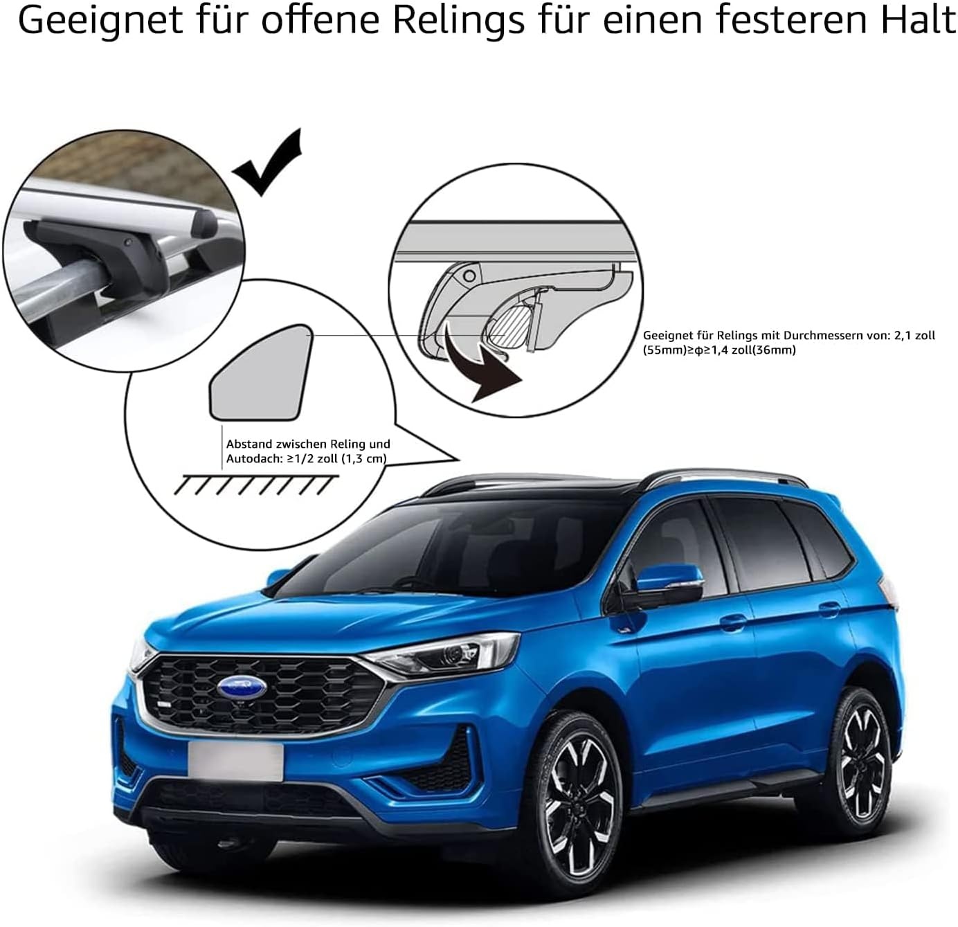 Dachträger 142 cm für offene Dachreling - 33% Rabatt - Aluminium