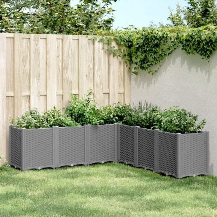 Modulares Pflanzkübel Set 160x160x53 cm Hellgrau - 35% Rabatt