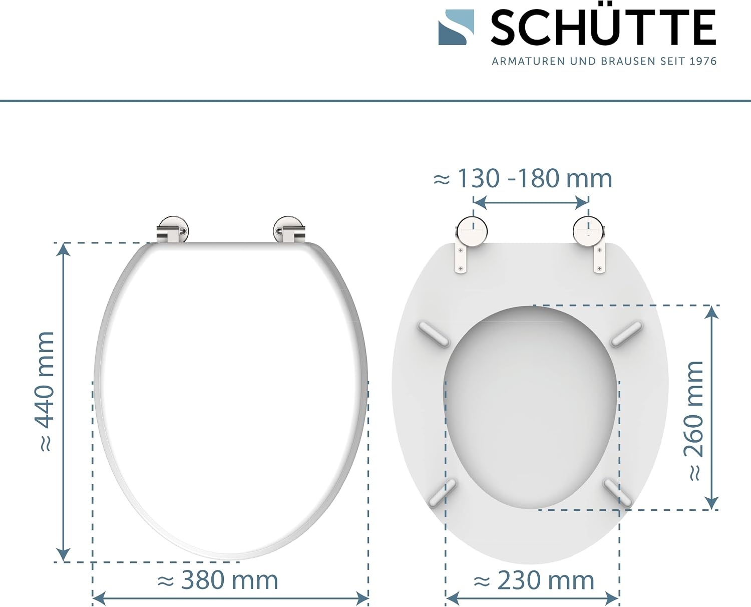 WC-Sitz aus robustem MDF, weiß, oval, 47,8 x 39,2 cm - 32% Rabatt