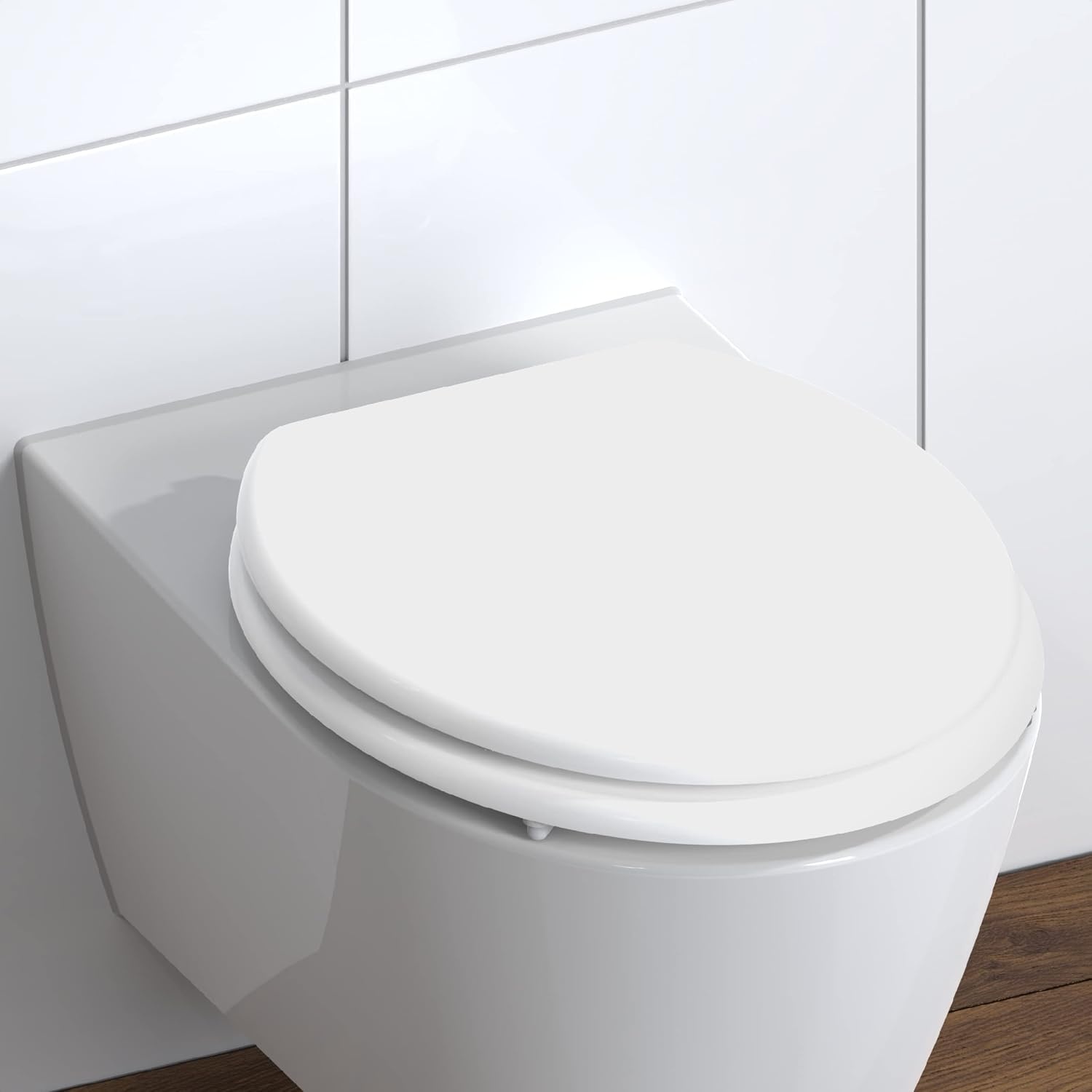 WC-Sitz aus robustem MDF, weiß, oval, 47,8 x 39,2 cm - 32% Rabatt