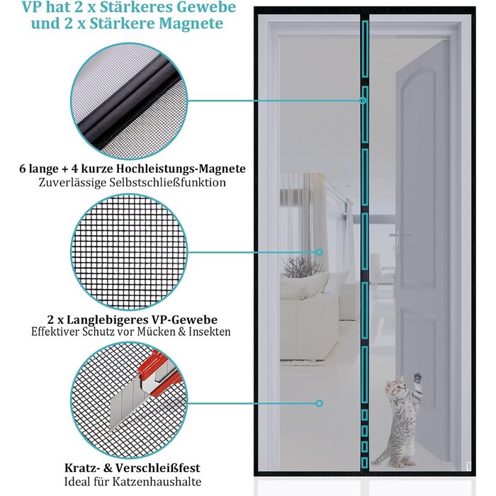 Magnet-Fliegengitter 90x200 cm - Robust & Wetterfest - 30% Rabatt