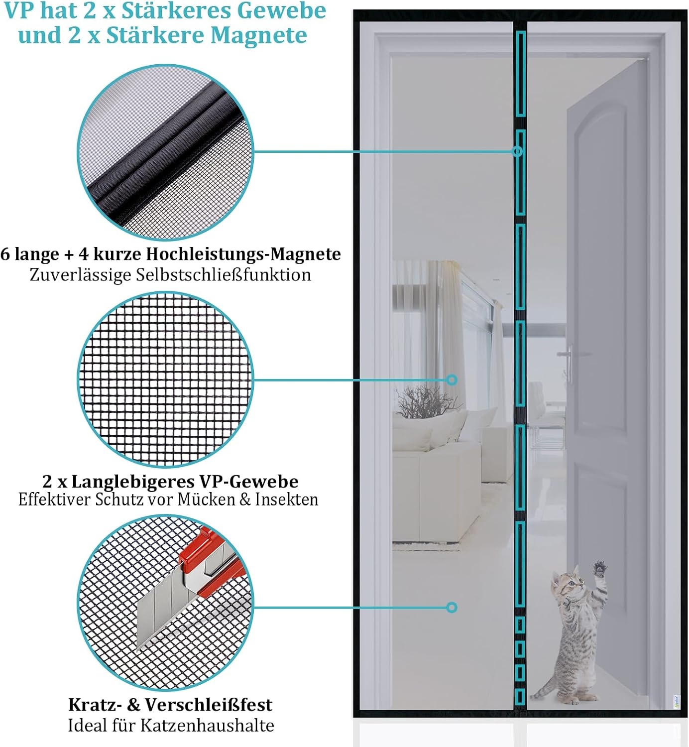 Magnet-Fliegengitter 90x200 cm - Robust & Wetterfest - 30% Rabatt