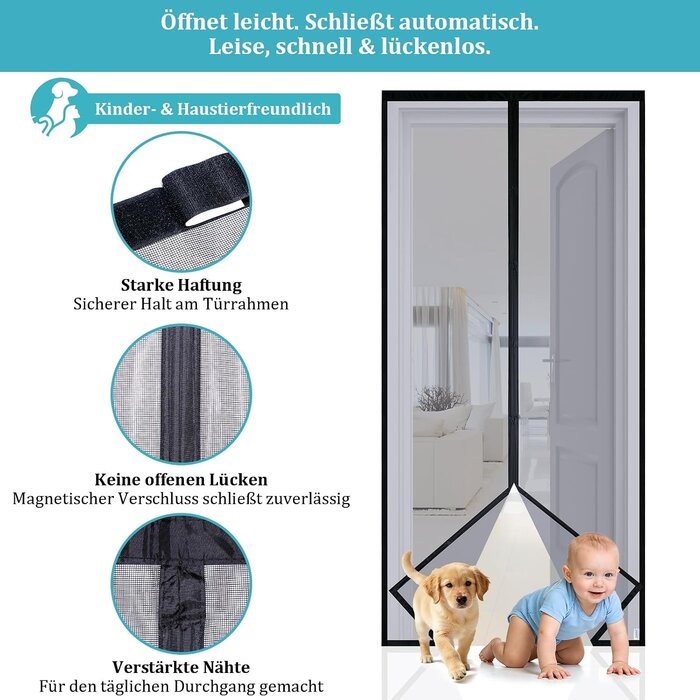 Magnet-Fliegengitter 90x200 cm - Robust & Wetterfest - 30% Rabatt