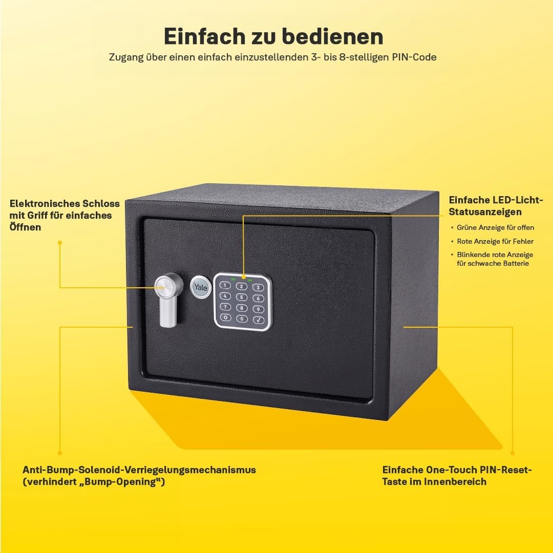 Elektronischer Möbeltresor 16,3L, Schwarz, Wand-/Bodenmontage - 33% Rabatt