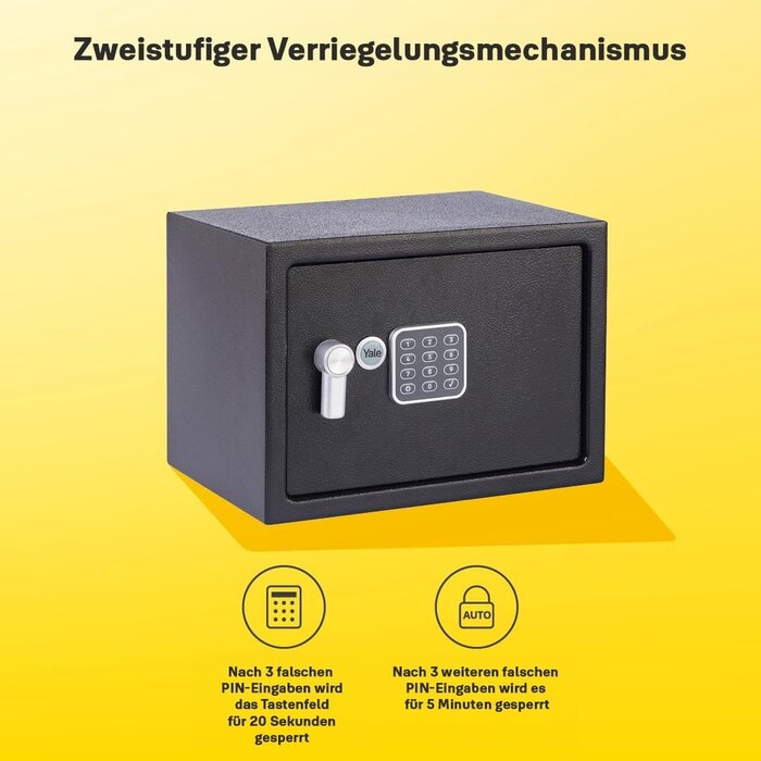 Elektronischer Möbeltresor 16,3L, Schwarz, Wand-/Bodenmontage - 33% Rabatt