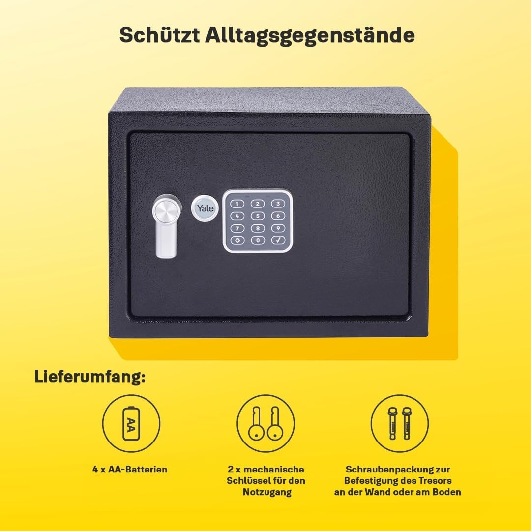 Elektronischer Möbeltresor 16,3L, Schwarz, Wand-/Bodenmontage - 33% Rabatt