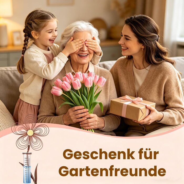 Regenmesser Garten Blumenmotiv 110 cm Rost-Optik - 30% Rabatt