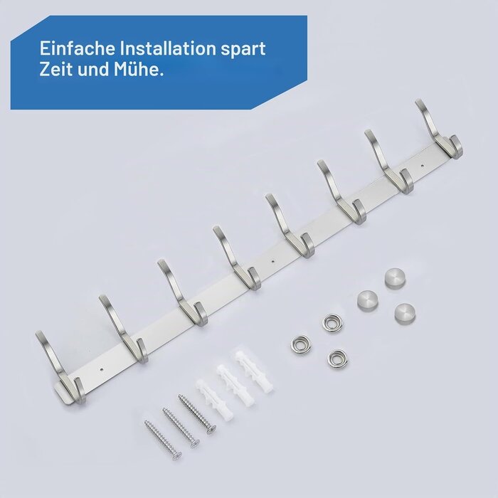 Wandgarderobe Edelstahl 59x8,8cm, 8 Doppelhaken, 2er Set - 32% Rabatt