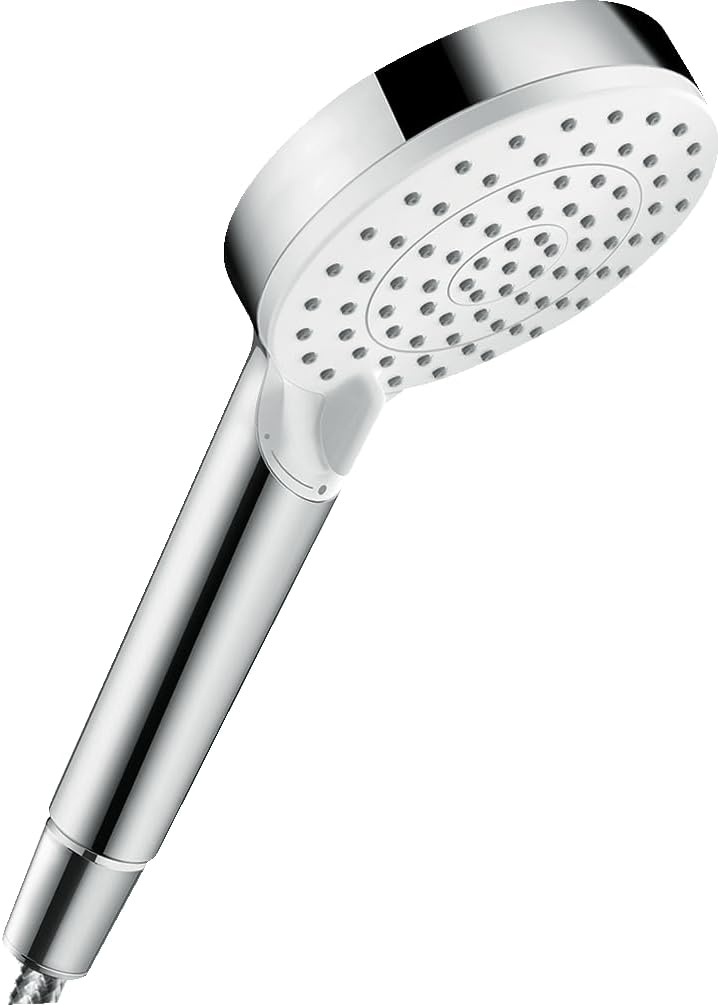 Wassersparende Handbrause 100 mm, 2 Strahlarten, Weiß/Chrom - 29% Rabatt