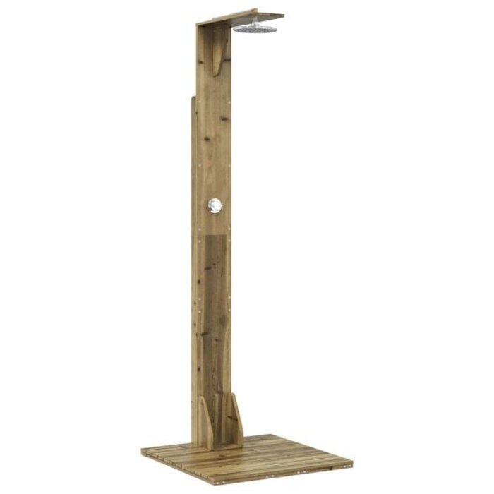 Gartendusche aus Kiefernholz & Edelstahl - 214,5 cm - 35% Rabatt
