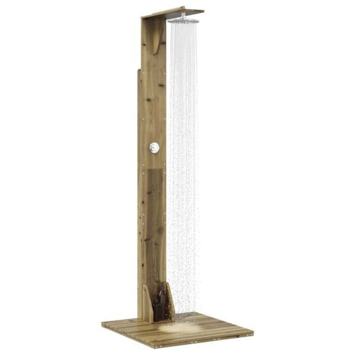 Gartendusche aus Kiefernholz & Edelstahl - 214,5 cm - 35% Rabatt