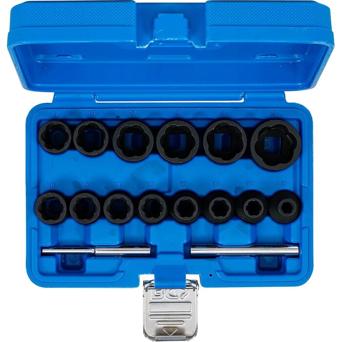 16-tlg. Schraubenausdreher-Satz 1/2", 8-27mm, Blauw, S - 33% Rabatt