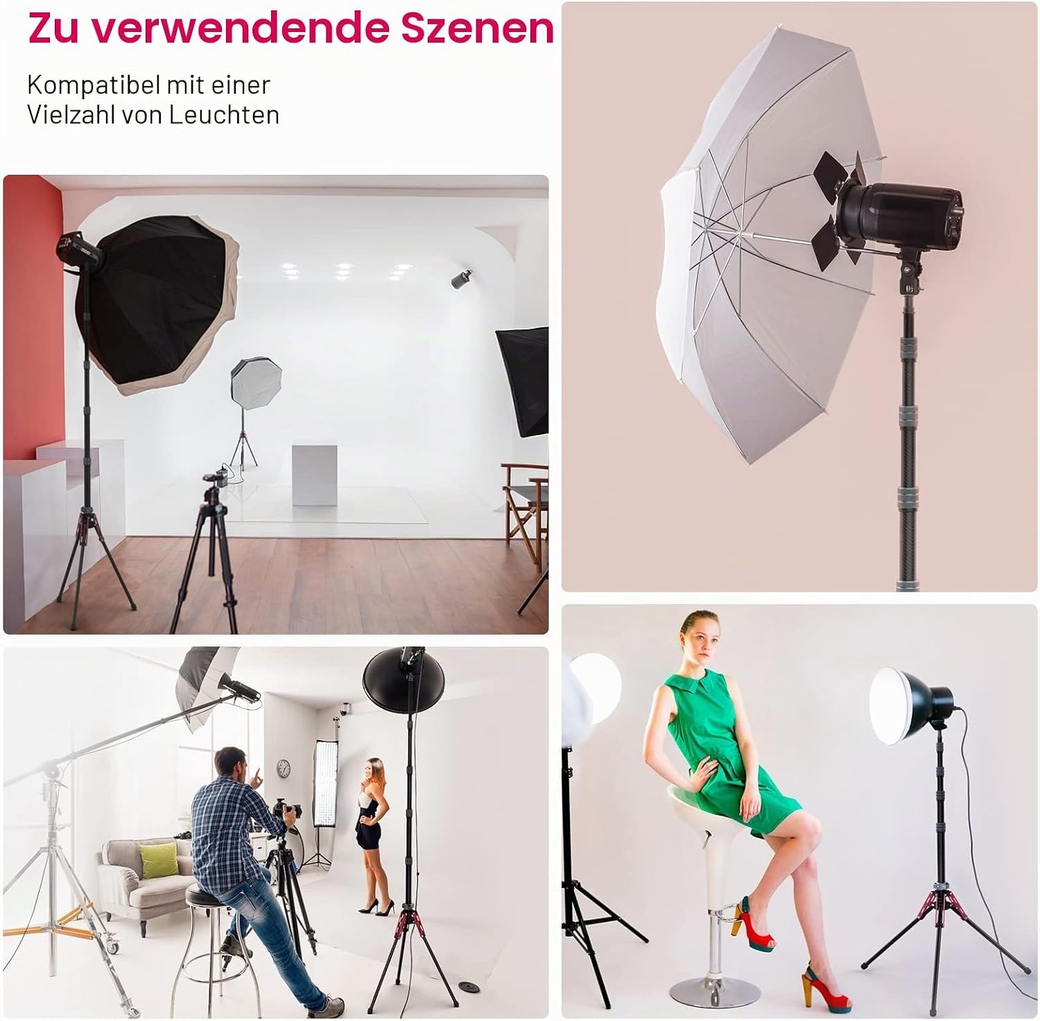 Carbon Lichtstativ, 47-194 cm, mit Handyhalterung - 34% Rabatt