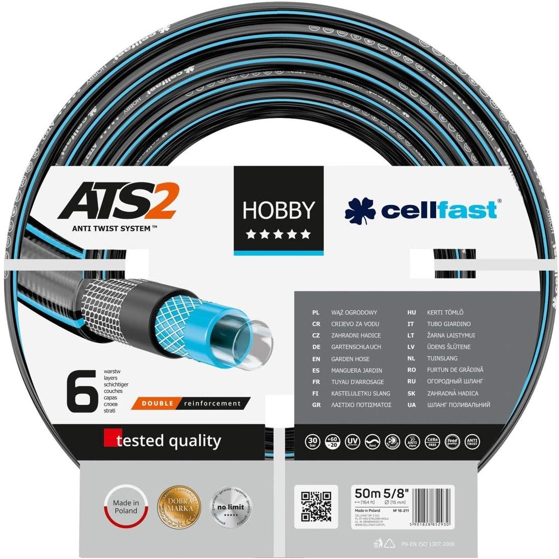 Profi-Gartenschlauch 50m 3/4 Zoll 6-lagig schwarz - 34% Rabatt