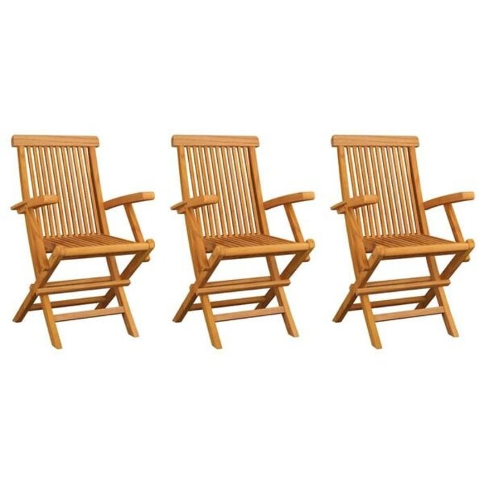 Vidaxl 3er-Set Gartenstühle aus massivem Teakholz, klappbar - 35% Rabatt