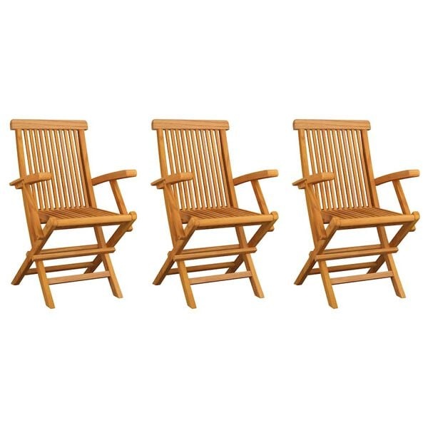 Vidaxl 3er-Set Gartenstühle aus massivem Teakholz, klappbar - 35% Rabatt