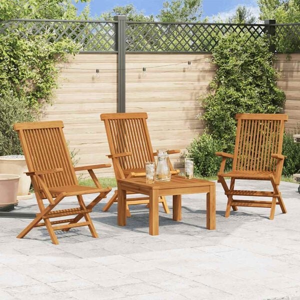 Vidaxl 3er-Set Gartenstühle aus massivem Teakholz, klappbar - 35% Rabatt