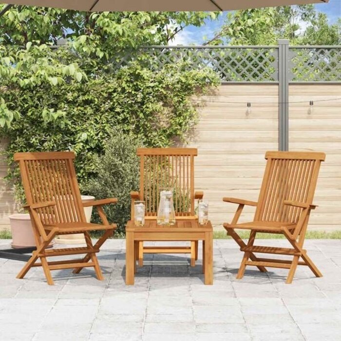 Vidaxl 3er-Set Gartenstühle aus massivem Teakholz, klappbar - 35% Rabatt