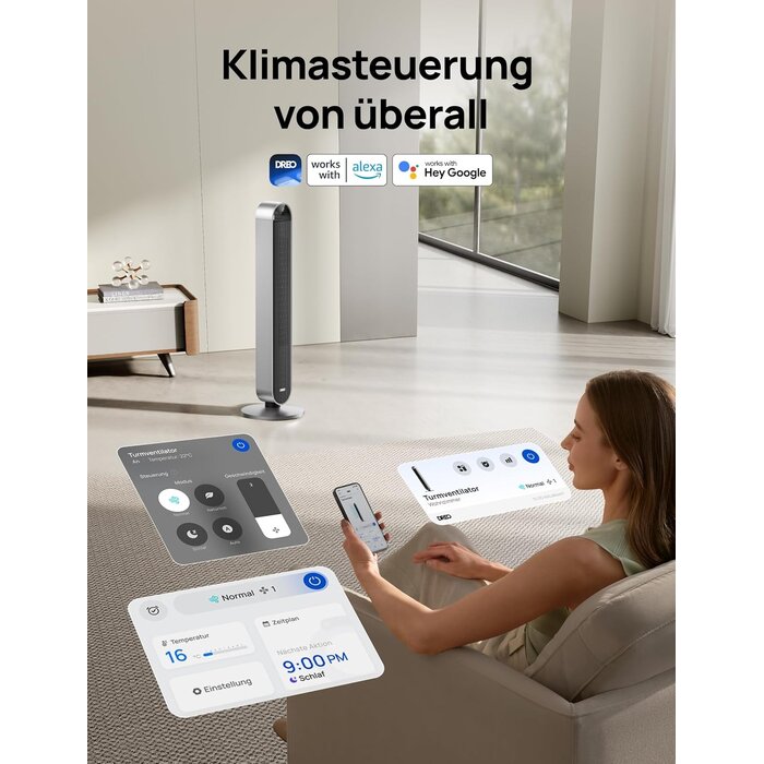 Gelber Turmventilator 106 cm, 12 Geschwindigkeiten, 30% Rabatt