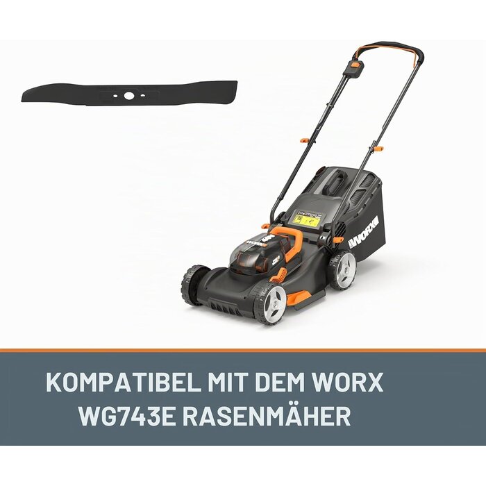 Rasenmähermesser für WORX WG743E, 40 cm, Schwarz, Größe S, 31% Rabatt
