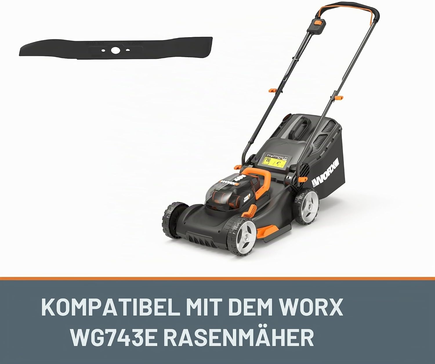 Rasenmähermesser für WORX WG743E, 40 cm, Schwarz, Größe S, 31% Rabatt