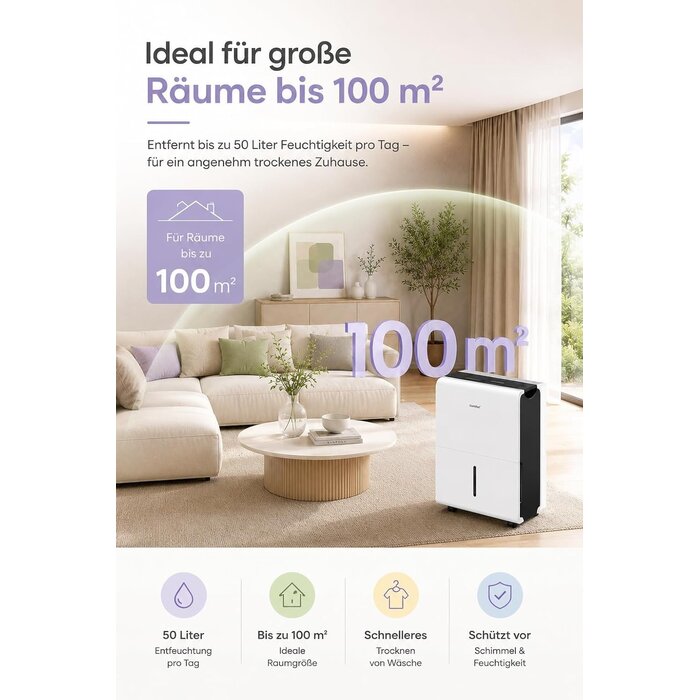 Luftentfeuchter 50L für 100m² - 35% Rabatt