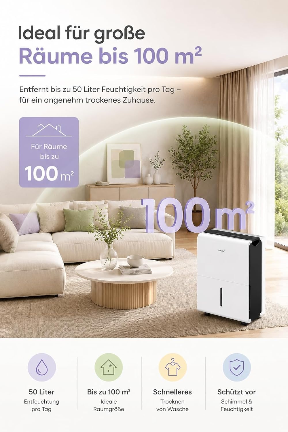 Luftentfeuchter 50L für 100m² - 35% Rabatt