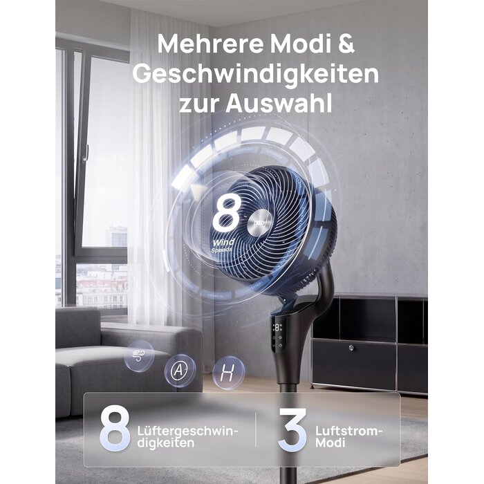 Standventilator 105 cm, leise, 3 Stufen & Fernbedienung - 34% Rabatt