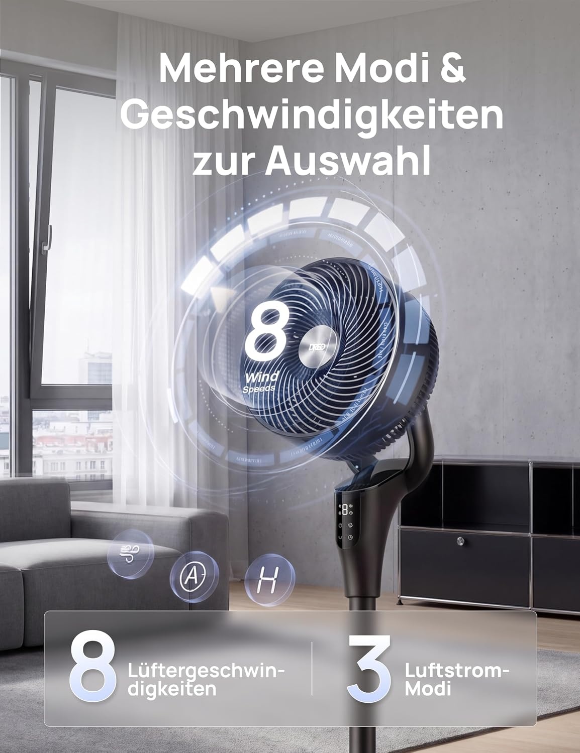 Standventilator 105 cm, leise, 3 Stufen & Fernbedienung - 34% Rabatt