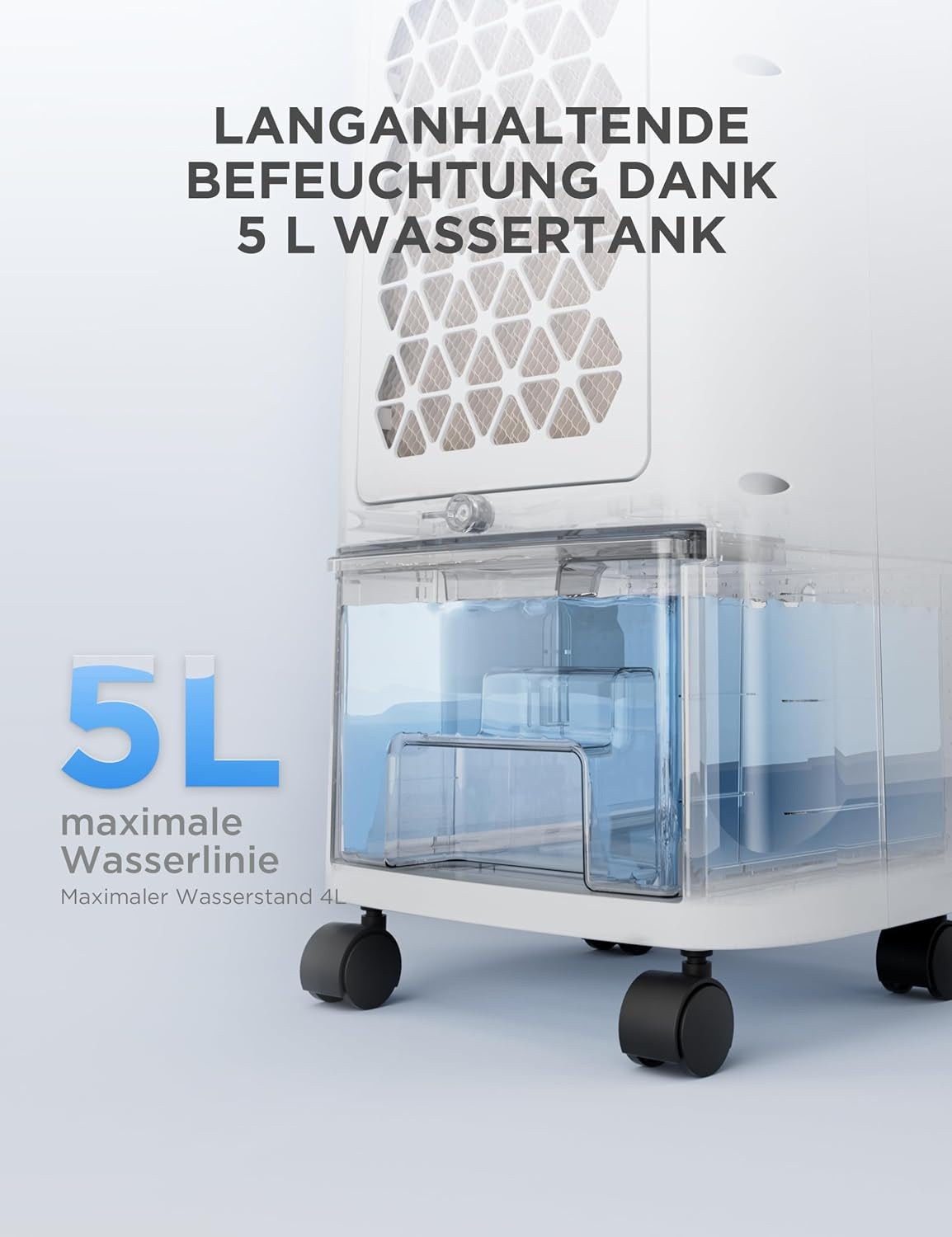 Mobiler 5-in-1 Luftkühler, 5L Wassertank, 70° Oszillation - 29% Rabatt