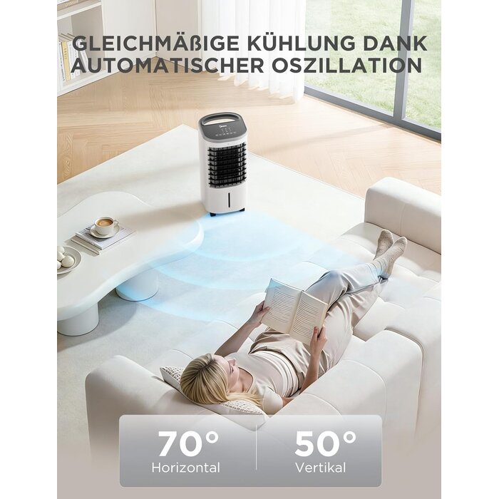 Mobiler 5-in-1 Luftkühler, 5L Wassertank, 70° Oszillation - 29% Rabatt
