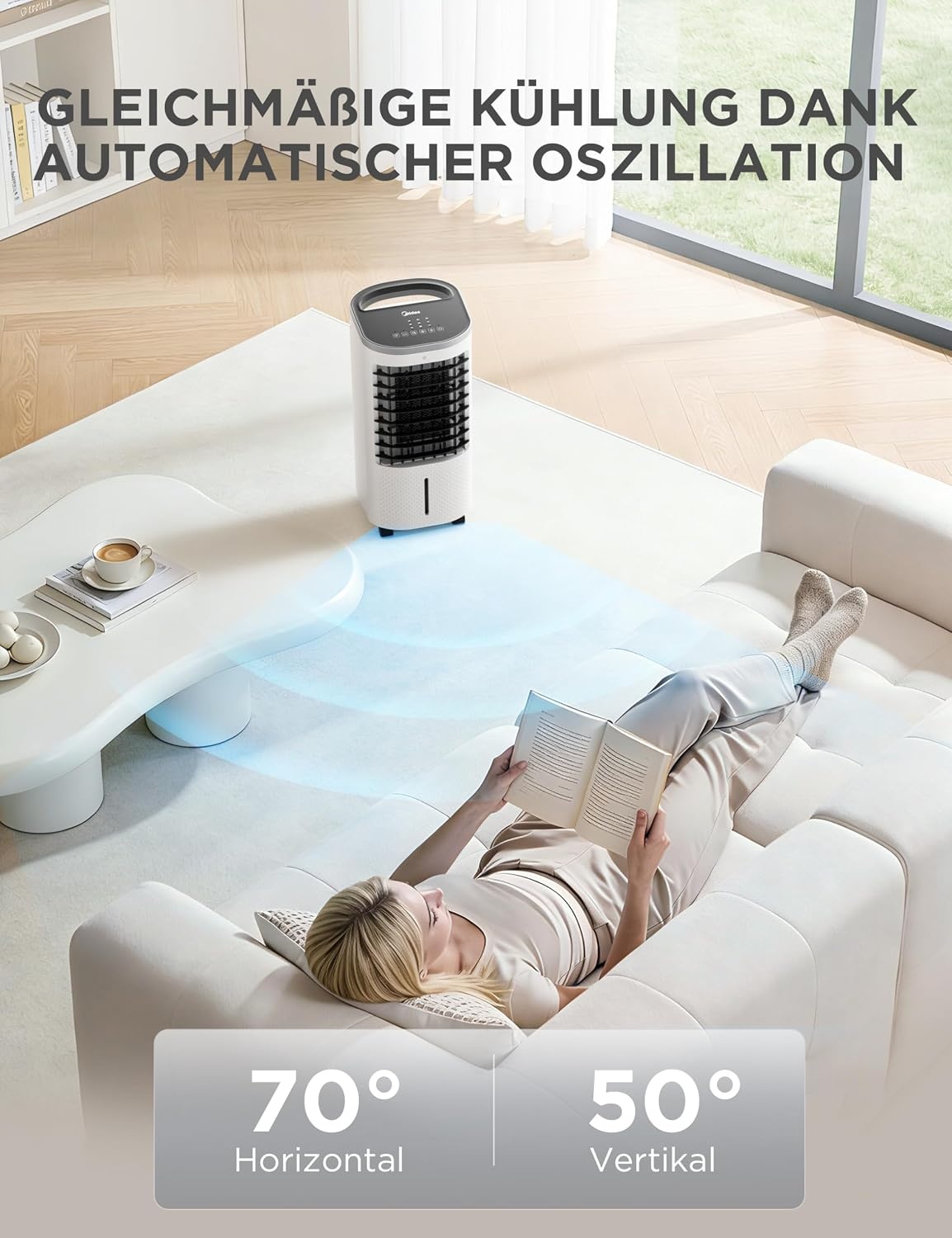 Mobiler 5-in-1 Luftkühler, 5L Wassertank, 70° Oszillation - 29% Rabatt