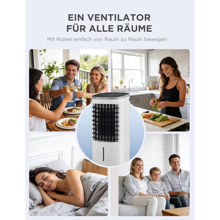 Mobiler 5-in-1 Luftkühler, 5L Wassertank, 70° Oszillation - 29% Rabatt